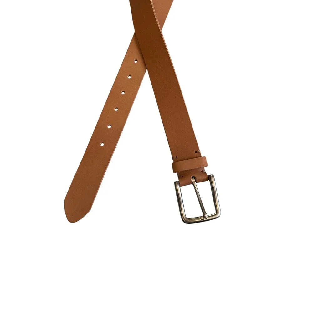 Goodfellow & Co Mens Tan Genuine Leather Belt Silver Buckle Size 38-40 Large